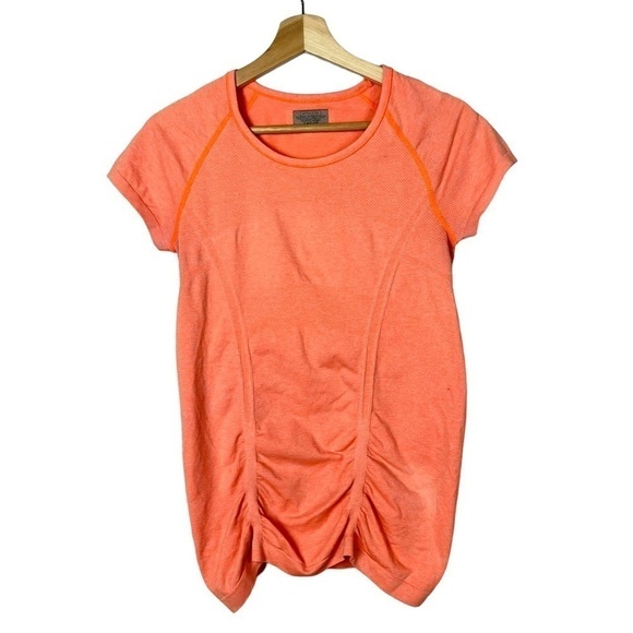 Athleta Fastest Track Ember Neon Orange Short Sleeve Athletic Top M - Picture 2 of 5
